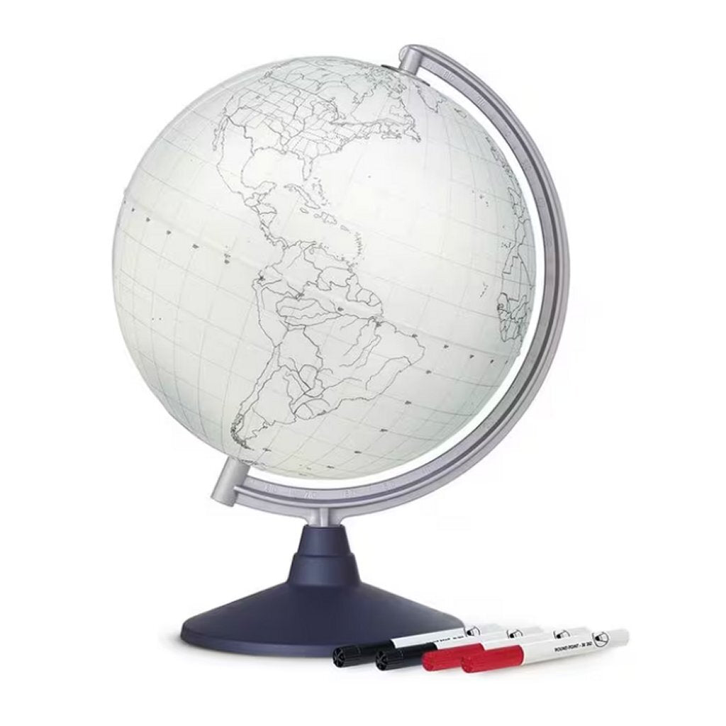 Kangaro Nova Rico Nr-0330Blbl000 Blank Wereldbol 30 Cm Wit + 4 Viltstiften