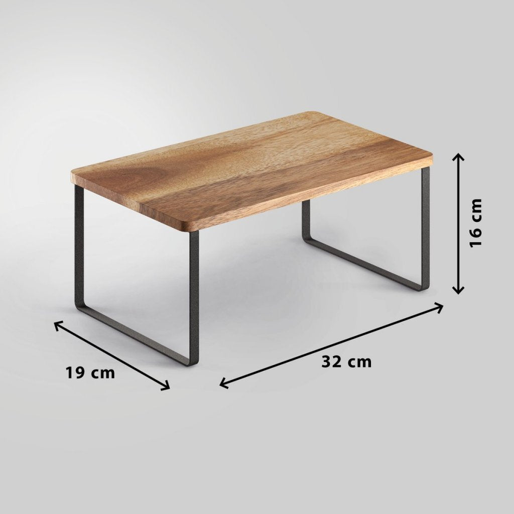 Metaltex York Lava Kruidenrek 1 Etage 19X32X16 Cm Acacia Hout/Zwart Metaal
