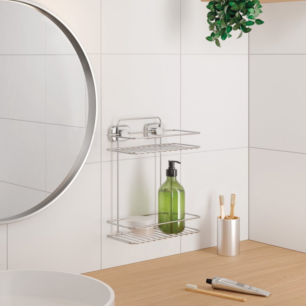 Metaltex Badkamerrek Vacu&Uuml;M Fixatie 2-Lagen 26X13X35 Cm Chromelook