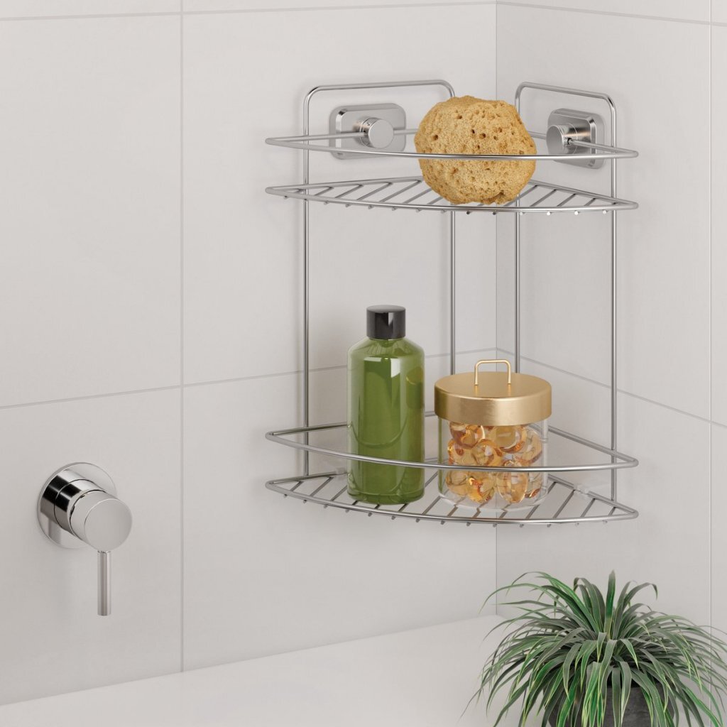 Metaltex Badkamerrek Vacu&Uuml;M Fixatie 2-Lagen 23X23X35 Cm Chromelook
