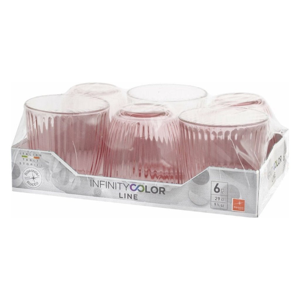 Overige Merken Bormioli Rocco Waterglazen 290 Ml 6 Stuks Roze/Transparant/Glas