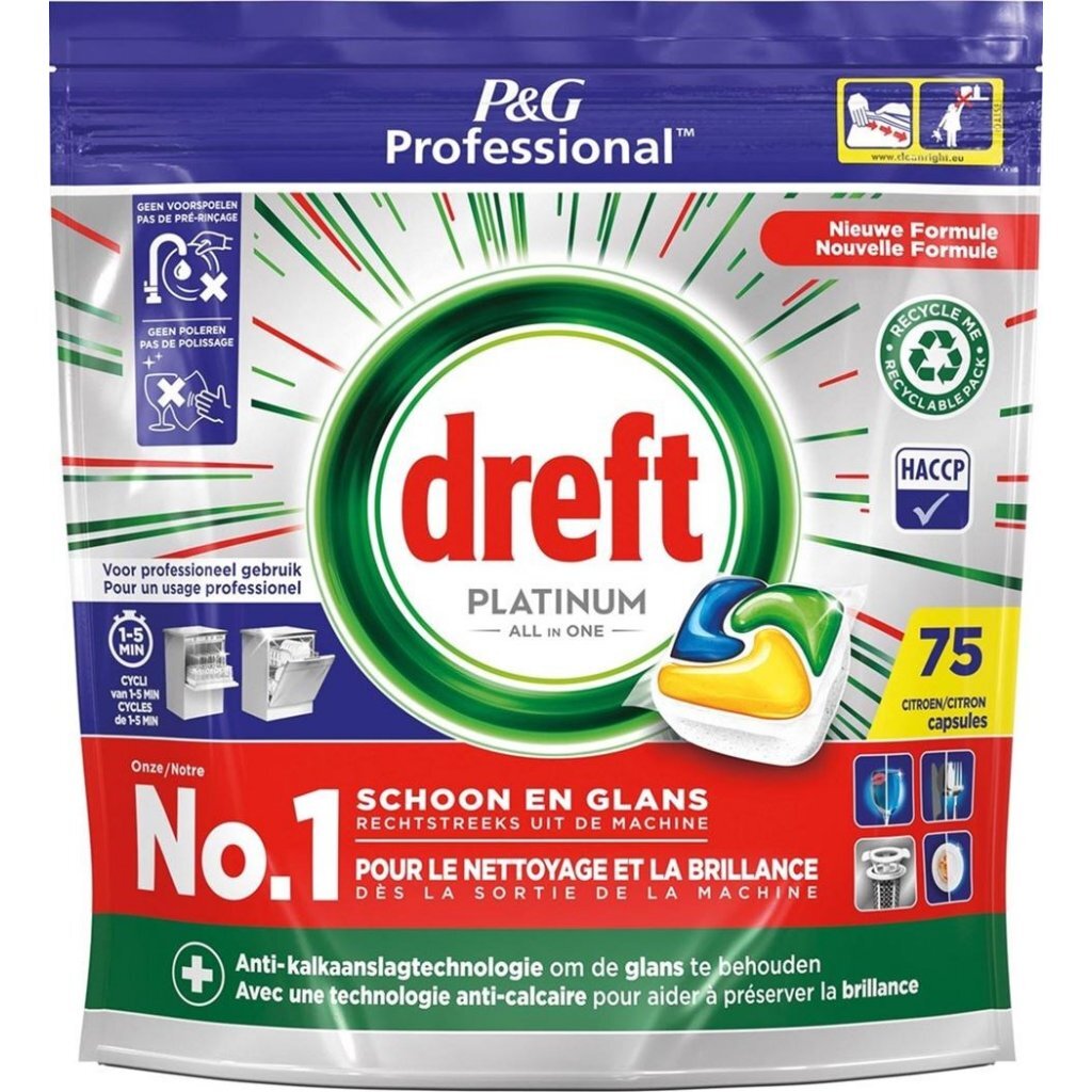 Overige Merken Dreft Professional Platinum Vaatwascapsules Citroen 75 Stuks