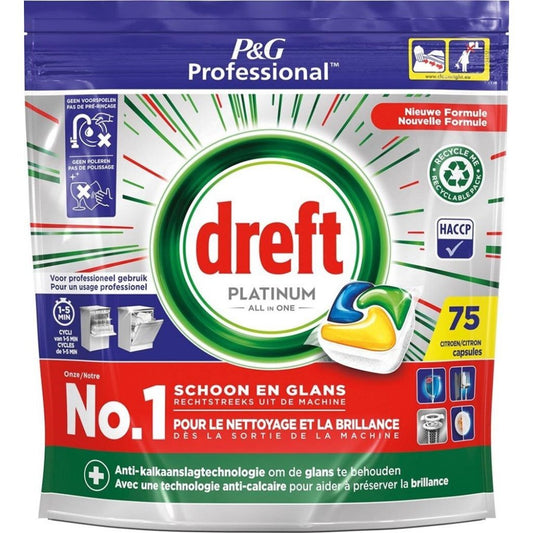 Overige Merken Dreft Professional Platinum Vaatwascapsules Citroen 75 Stuks