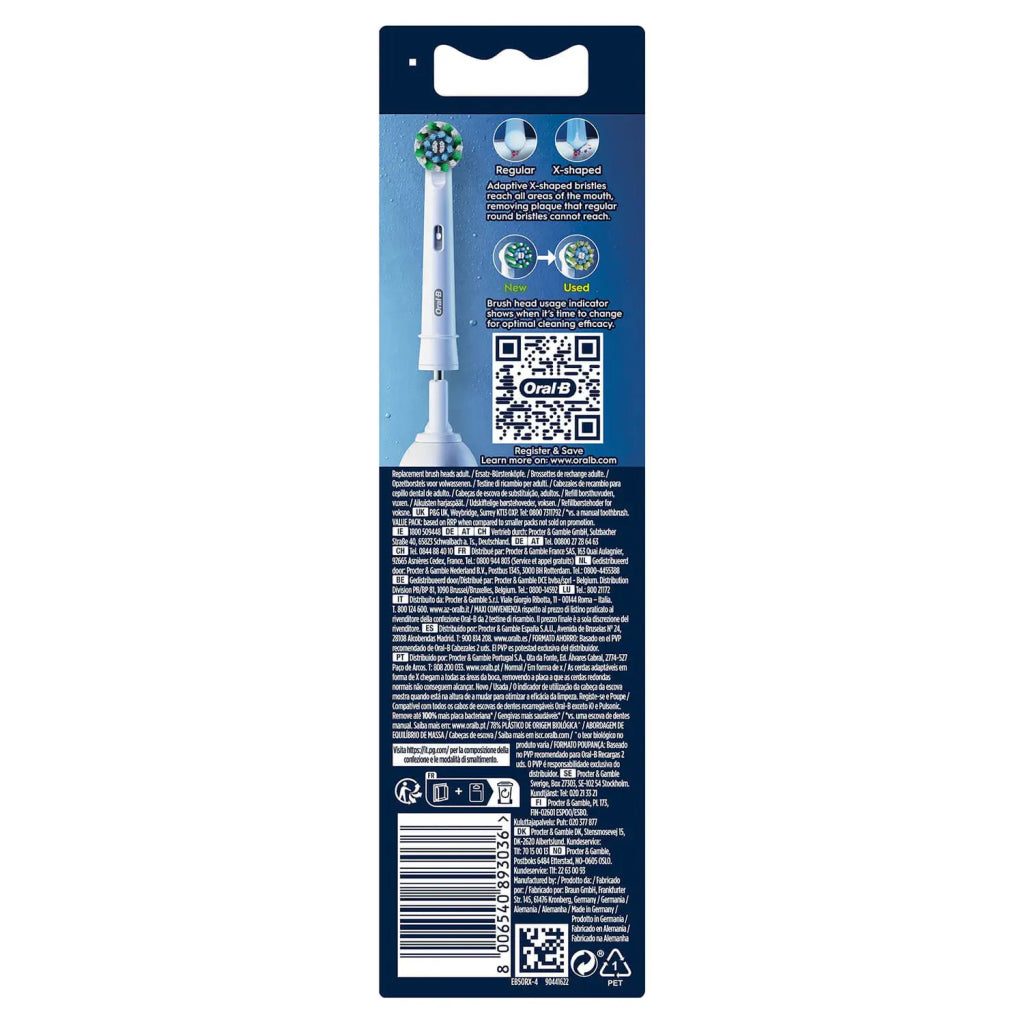 Oral-B Cross Action Pro Opzetborstels 4 Stuks Wit