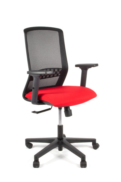 Linea Fabbrica Tekna 01 Zwart/Rood Bureaustoel Met 2D Armleuning