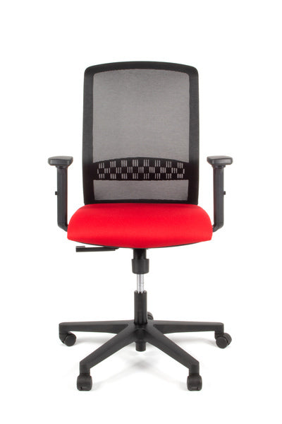 Linea Fabbrica Tekna 01 Zwart/Rood Bureaustoel Met 2D Armleuning
