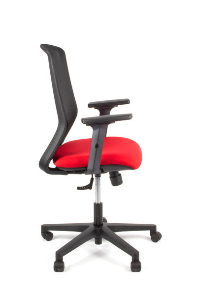 Linea Fabbrica Tekna 01 Zwart/Rood Bureaustoel Met 2D Armleuning