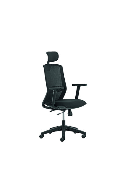 Geen Merk Lf-2012005 Bureaustoel Linea Tekna 01/Pt Zwart/Zwart Met 3D Armleuning En Hoofdsteun