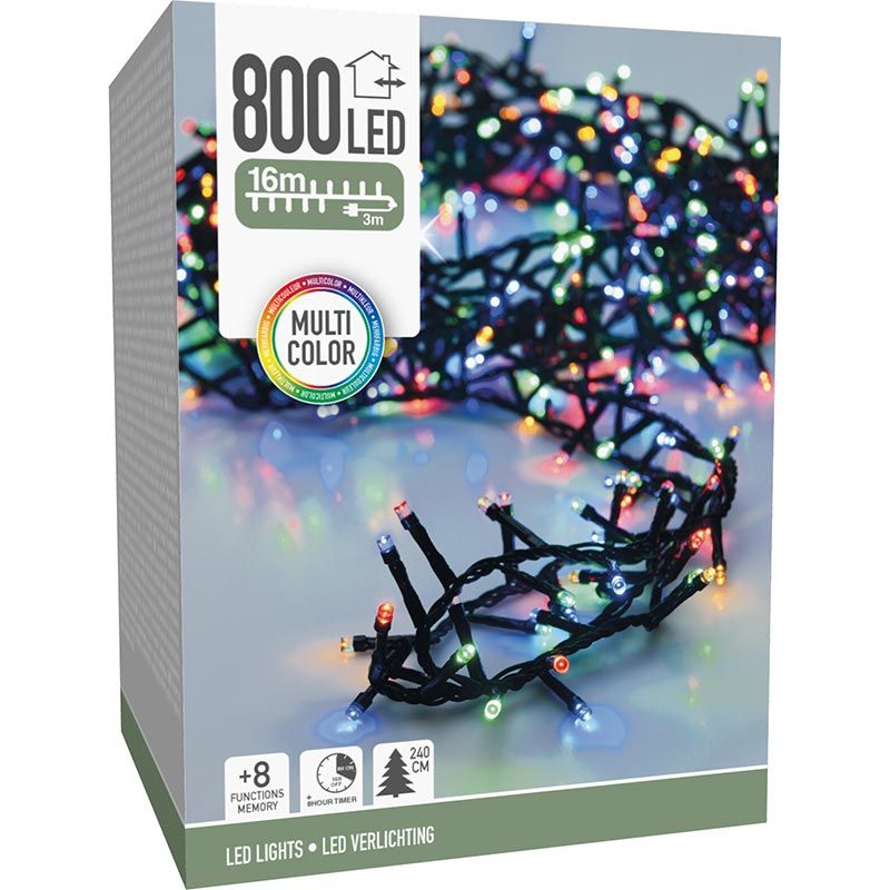 Microcluster - 800 Led - 16M - Multicolor - Timer - Lichtfuncties - Geheugen - Buiten