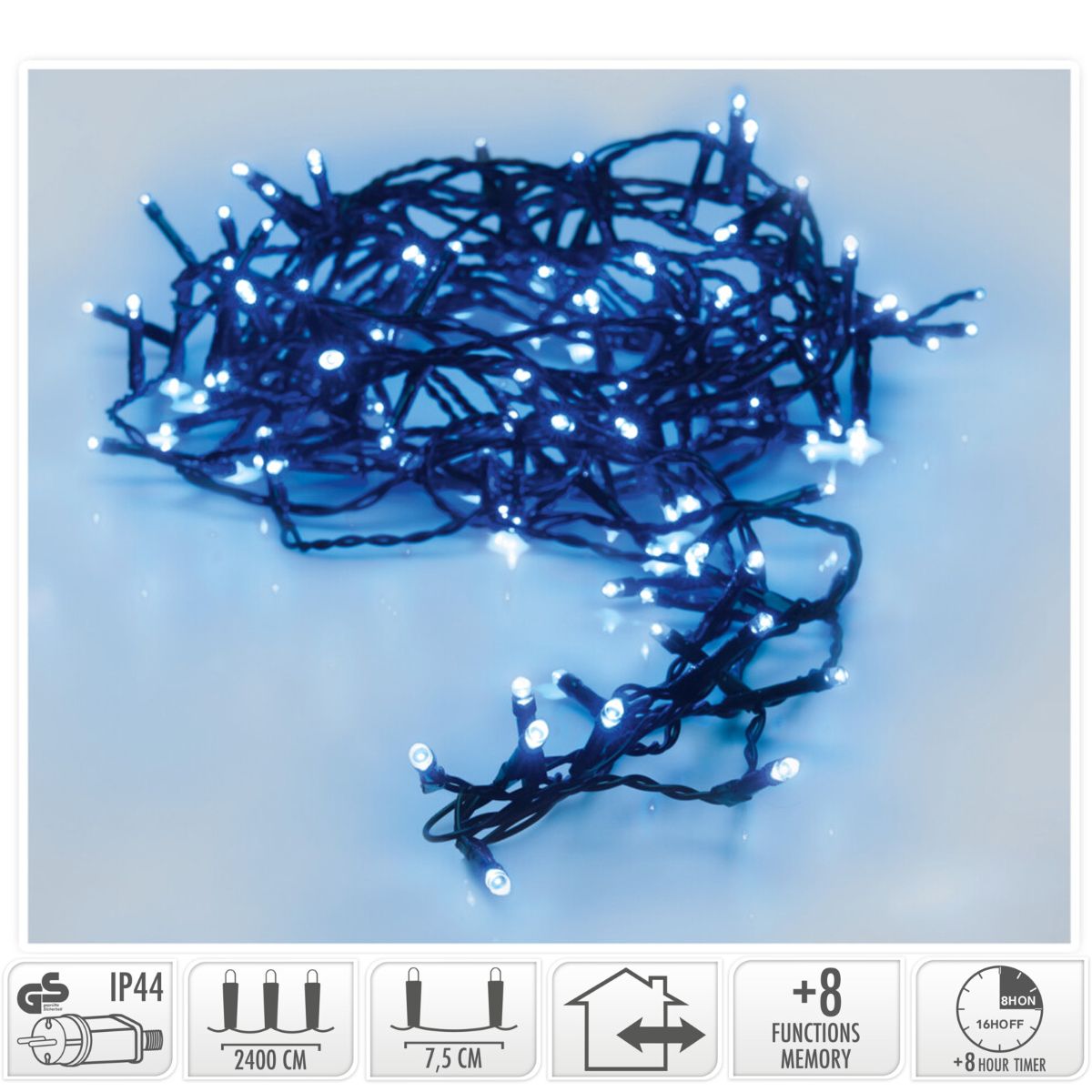 Kerstverlichting 320 Led- 24M - Blauw - Timer - Lichtfuncties - Geheugen - Buiten