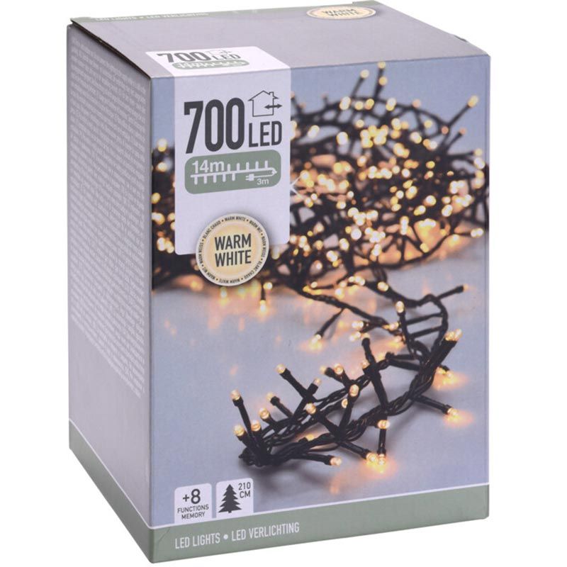 Microcluster - 700 Led - 14M - Warm Wit - Timer - Lichtfuncties - Geheugen - Buiten