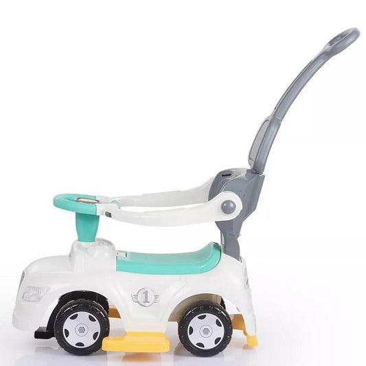 Dolu 3In1 Loopauto Met Handgreep + Toeter Wit/Blauw/Grijs/Geel