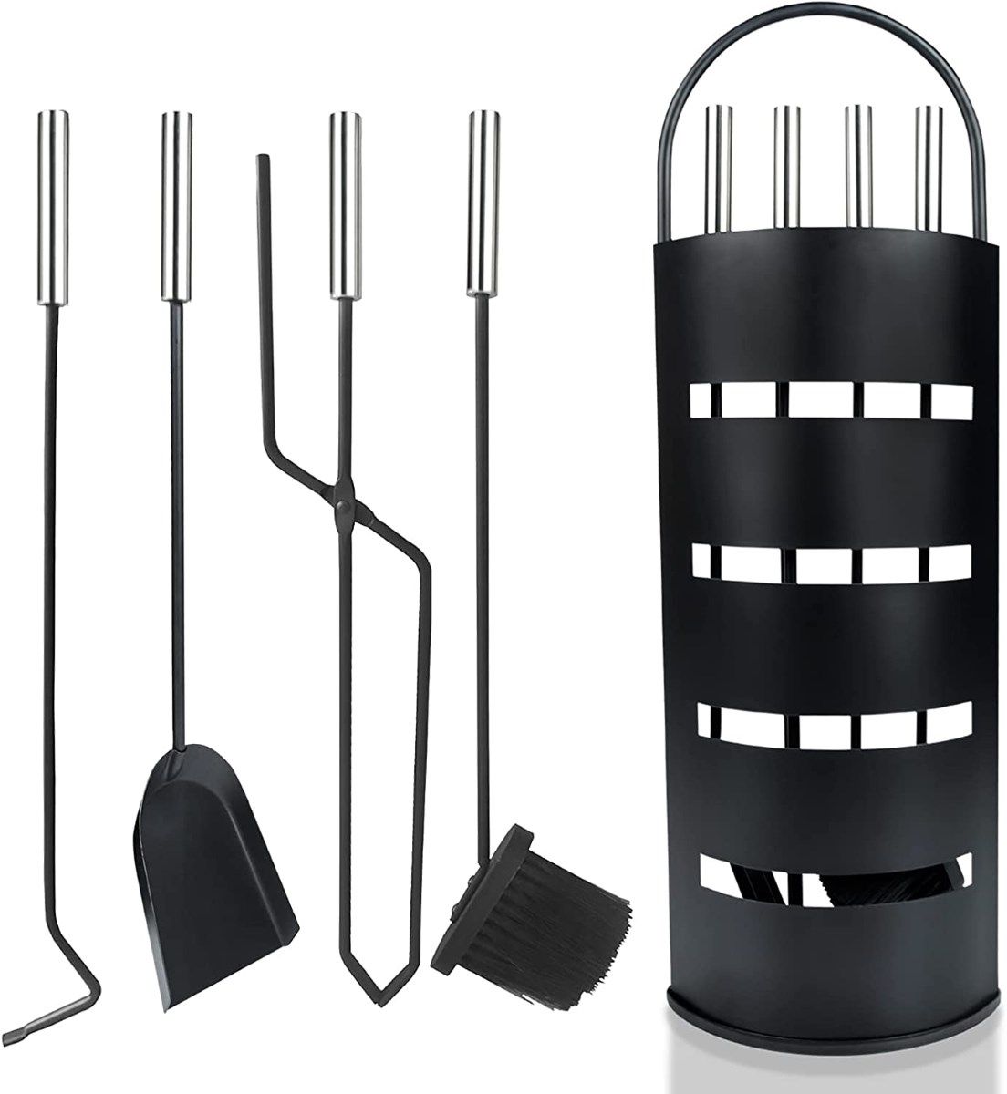Ceruzo Openhaardset Rvs Zwart - 5 Delig