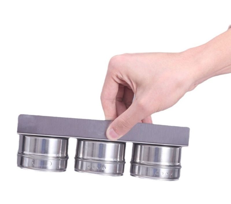 Kruidenrek Magnetisch - 9 Rvs Kruidenpotjes