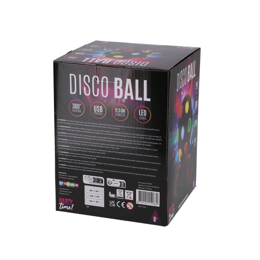 Overige Merken Party Time Led Discobal 12,5 Cm Zwart