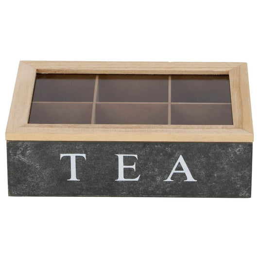 Daily Home Tea Theedoos Met 6 Vakken Mdf/Glas