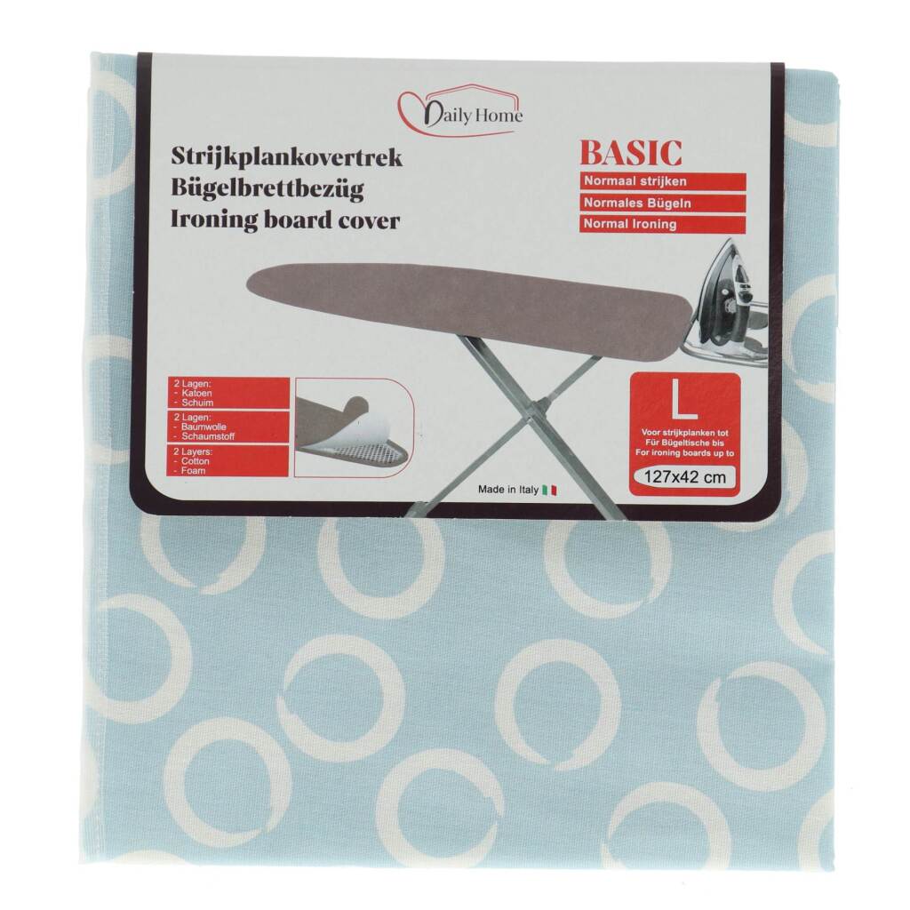 Daily Home Strijkhoes Basic L 127X42 Cm Katoen/Schuim/Lichtblauw/Wit