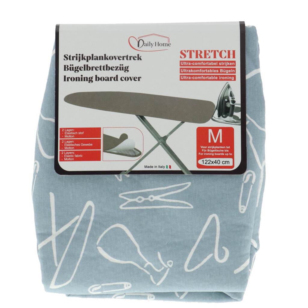 Daily Home Strijkhoes Stretch M 122X40 Cm Lichtblauw/Wit