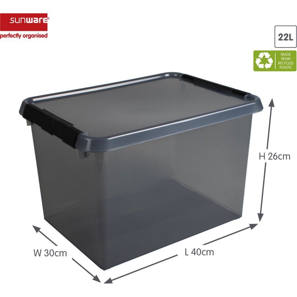 Sunware Comfort Line Opbergbox 22L 40X30X26 Cm Transparant/Antraciet