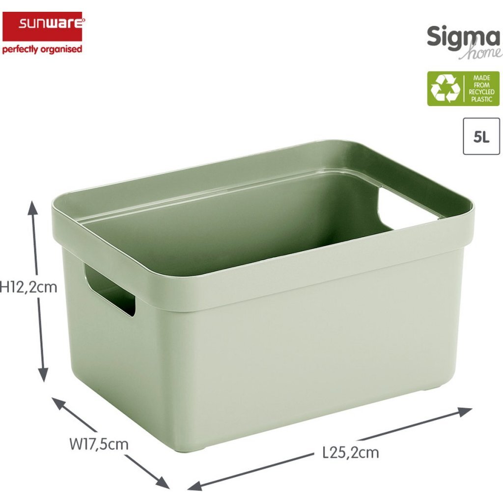 Sunware Sigma Home Opbergbox 5L 25.2X17.5X12.2 Cm Saliegroen