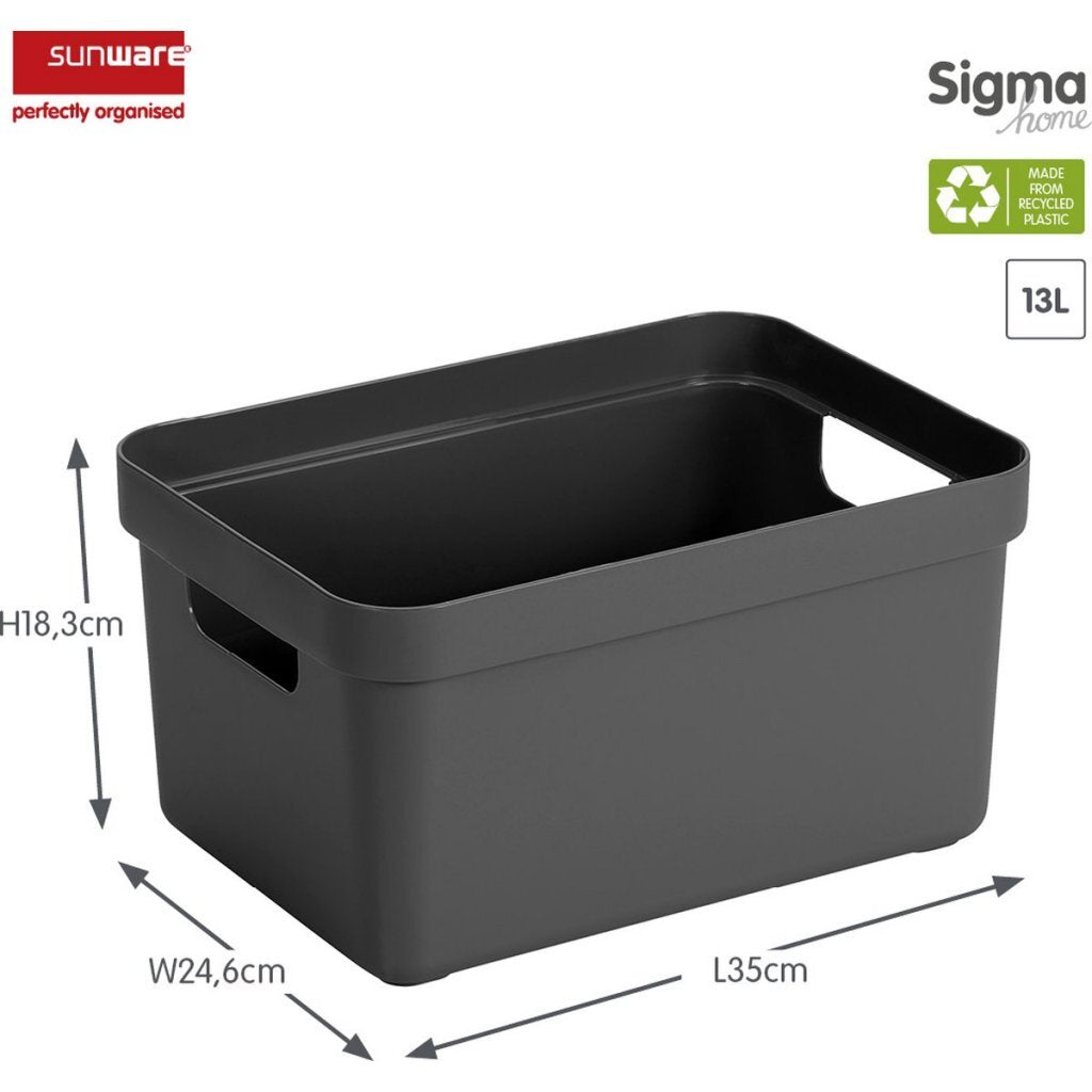 Sunware Sigma Home Opbergbox 13L 35X24.6X18.3 Cm Antraciet