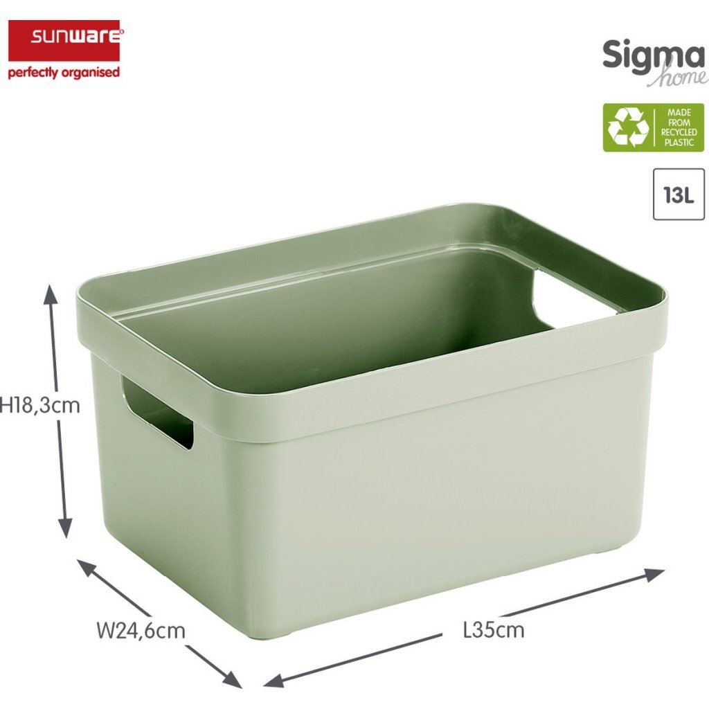 Sunware Sigma Home Opbergbox 13L 35X2.6X1.3 Cm Saliegroen