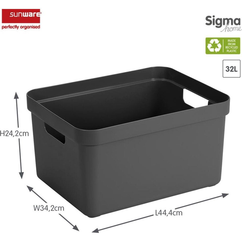 Sunware Sigma Home Opbergbox 32L 44.4X34.2X24.2 Cm Antraciet