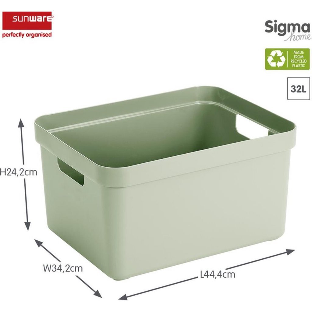 Sunware Sigma Home Opbergbox 32L 44.4X34.2X24.2 Cm Saliegroen