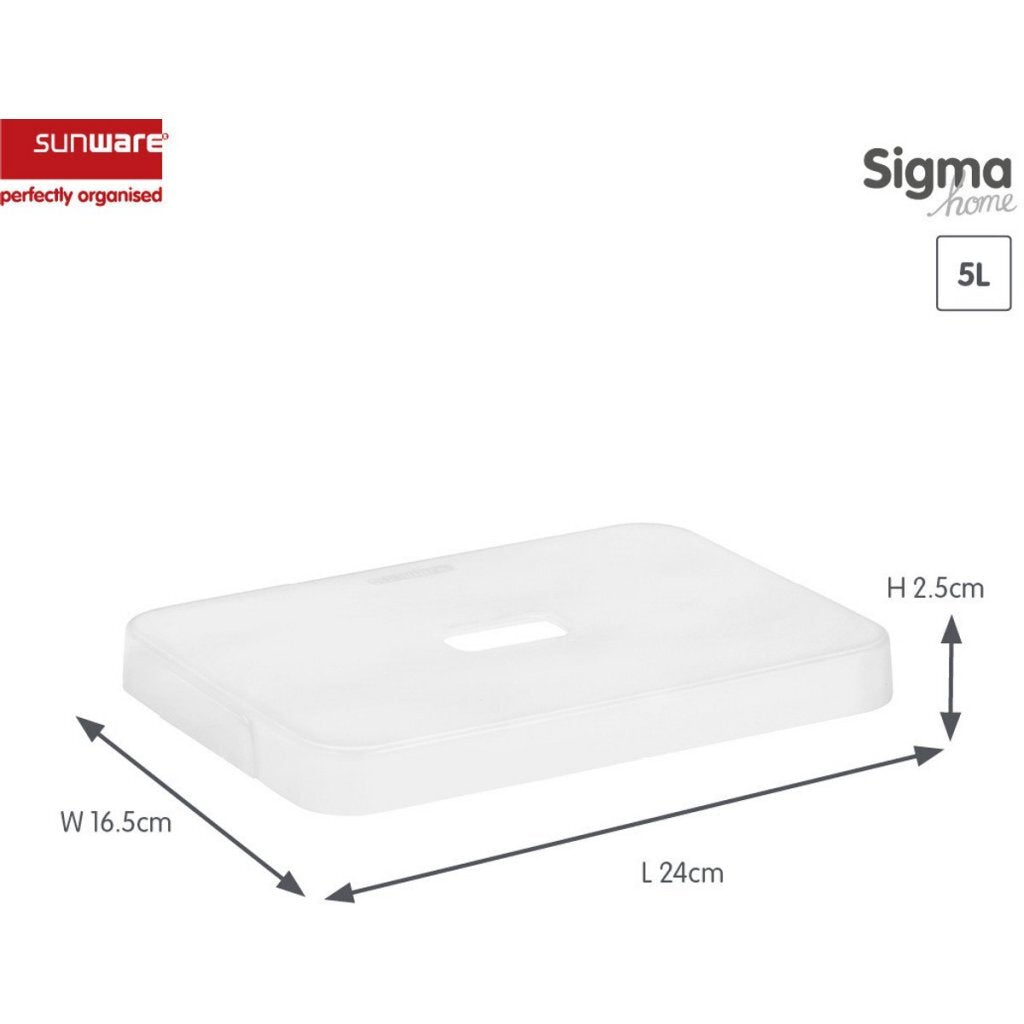 Sunware Sigma Home Deksel Opbergbox 5L 24X16.5X2.5 Cm Transparant