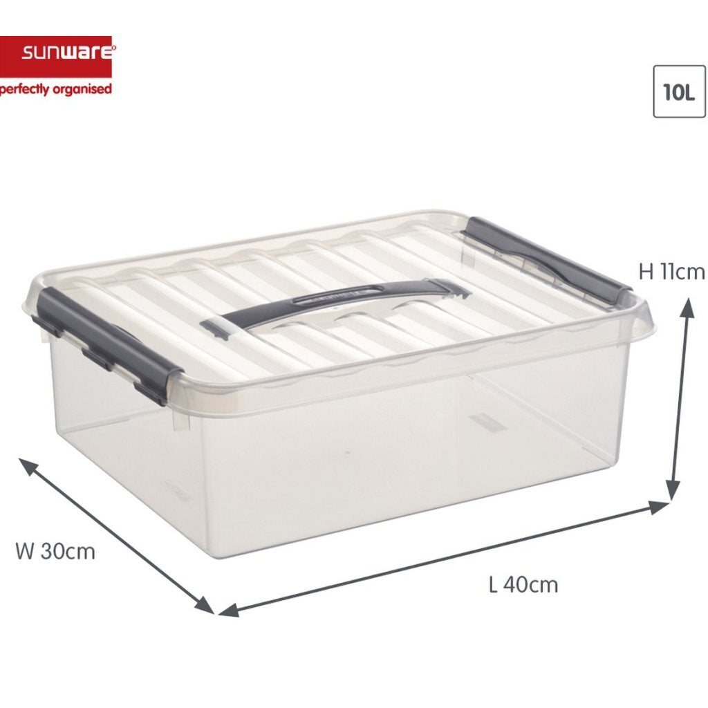 Sunware Q-Line Opbergbox 10L 40X30X11 Cm Transparant/Grijs
