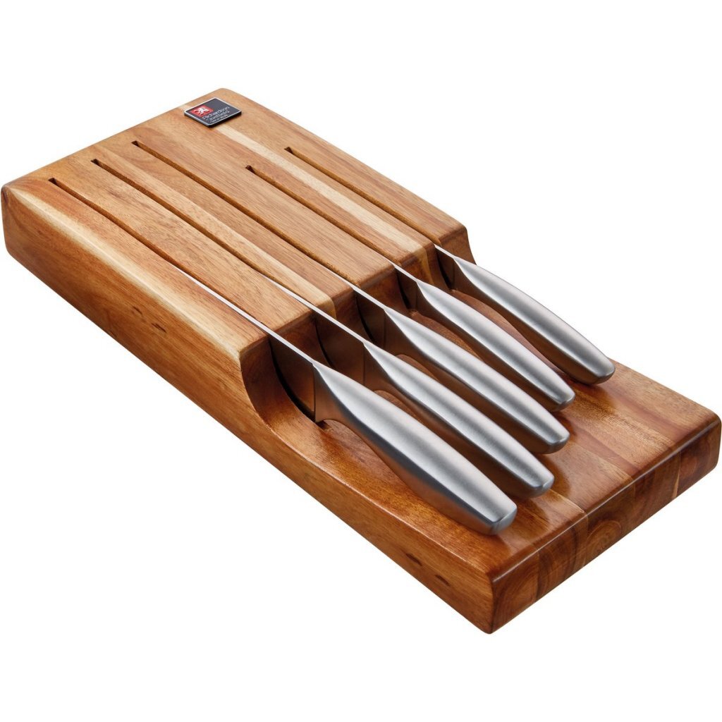 Richardson Sheffield Forme Acacia Houten Messenblok Voor Lade 5-Delig Rvs/Zilver