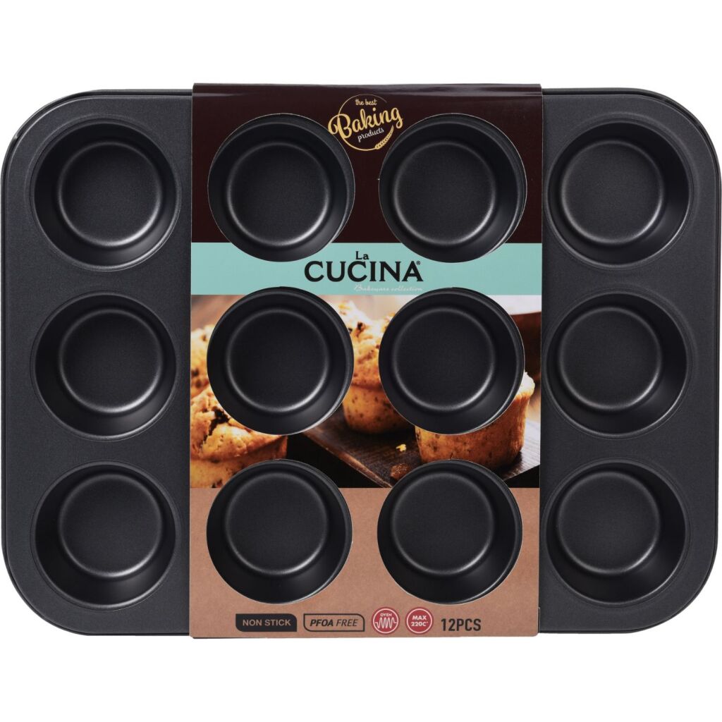 Basic La Cucina Muffinvorm 35X26.5X3.5 Cm Zwart