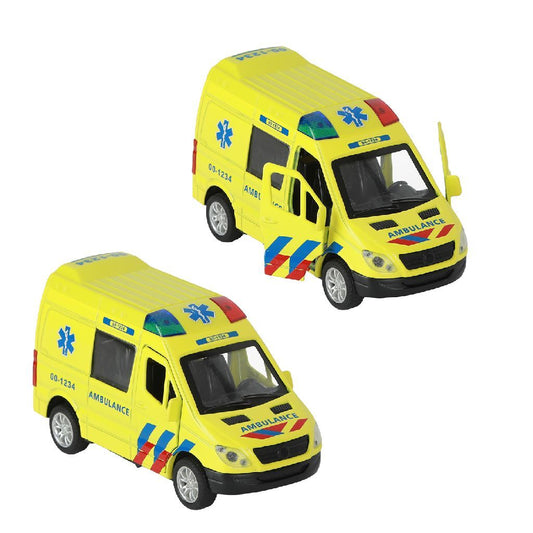 112 Pull-Back Ambulance Bus 1:34 + Licht en Geluid Voorradig 2 - 3 werkdagen
