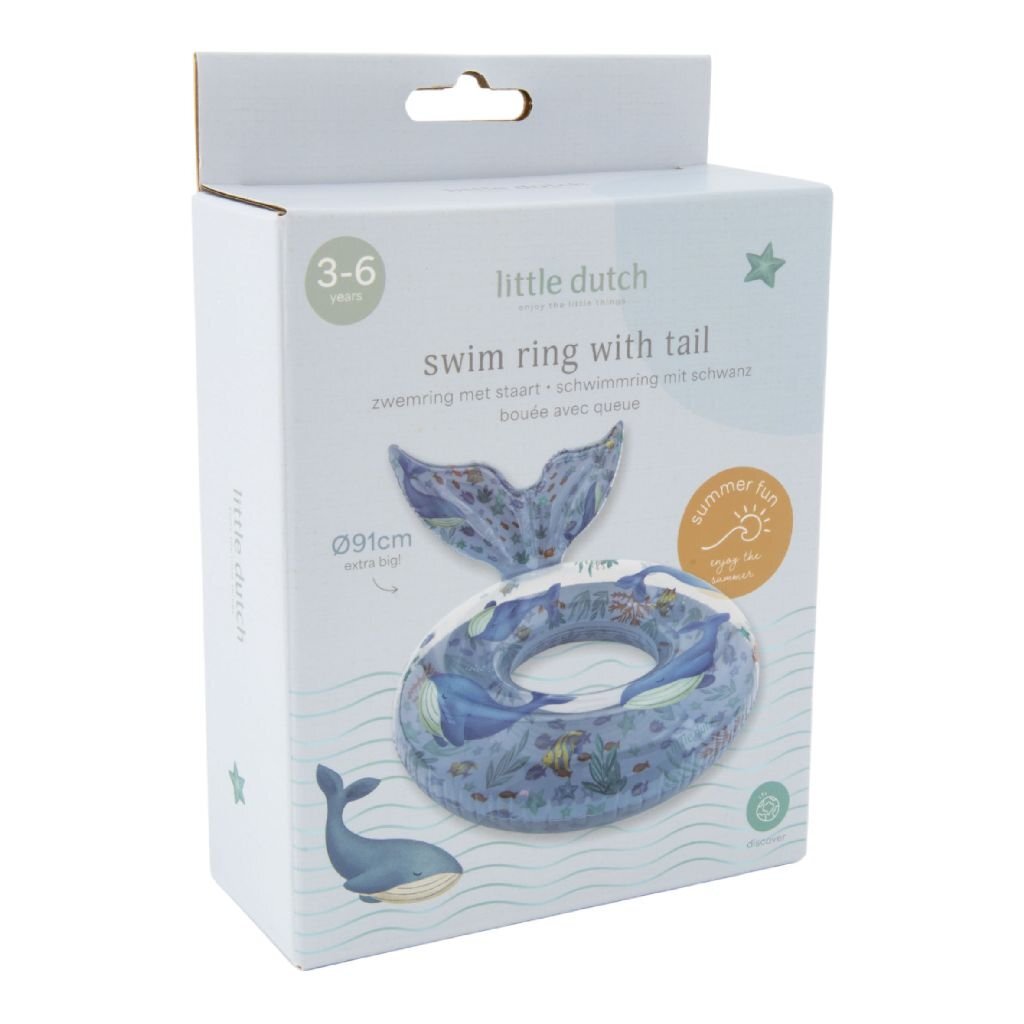Little Dutch Ocean World Zwemring Met Staart 91 Cm Blauw/Transparant
