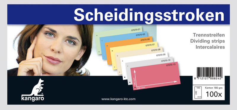 Kangaro 07070-10 Scheidingsstrook 2-Gaats 105X240Mm 180G Rc Grijs