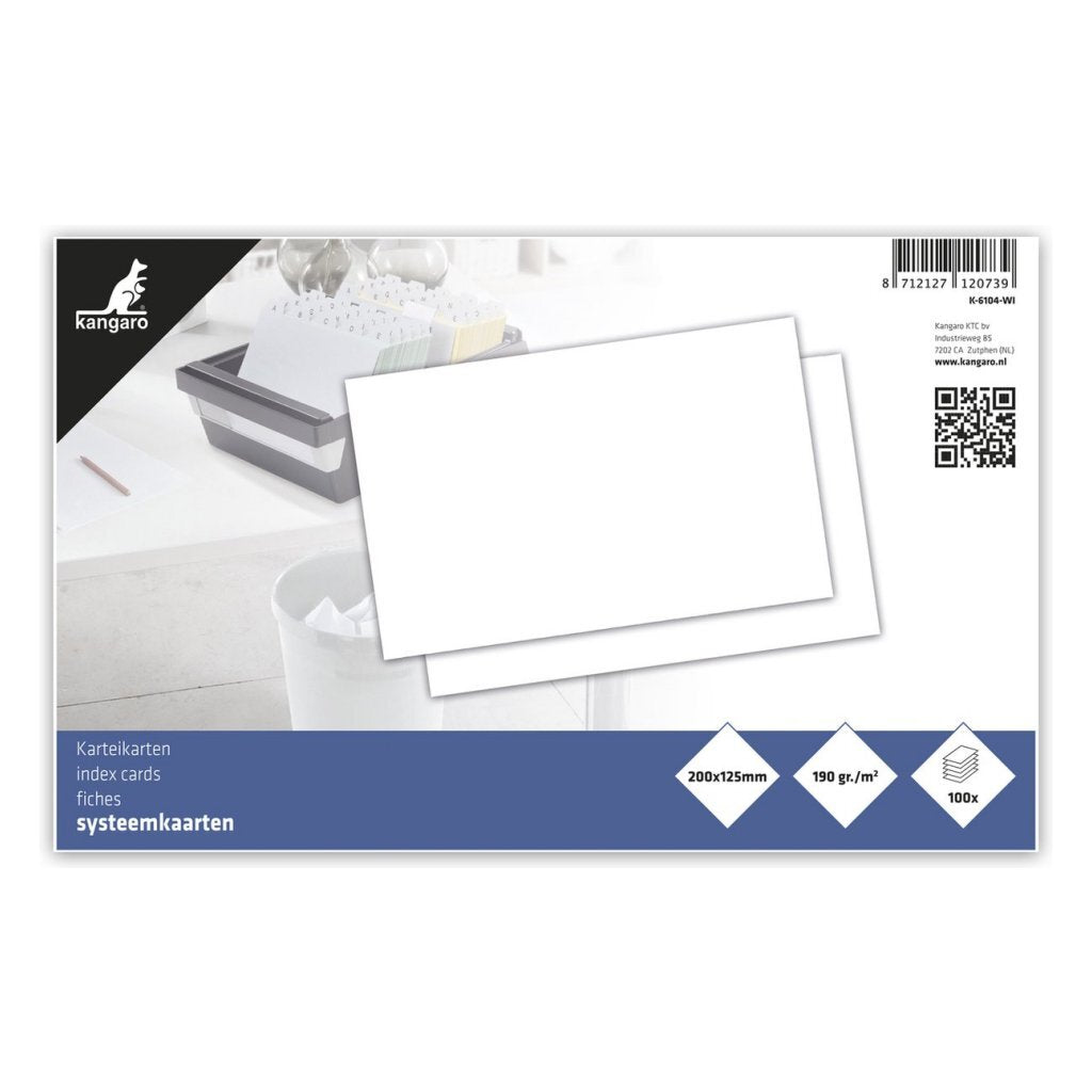 Kangaro K-6104-Wi Systeemkaart Blanco 12.5X20 Cm 100 Vel Wit