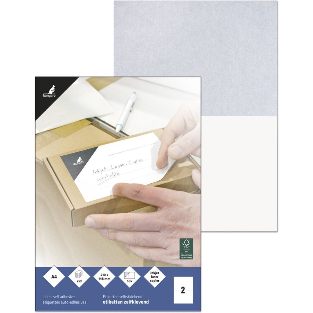 Kangaro K-210148-25 Etiket Ilk 21X14.8 Cm 25 Vel 2 Etiketten Per Vel