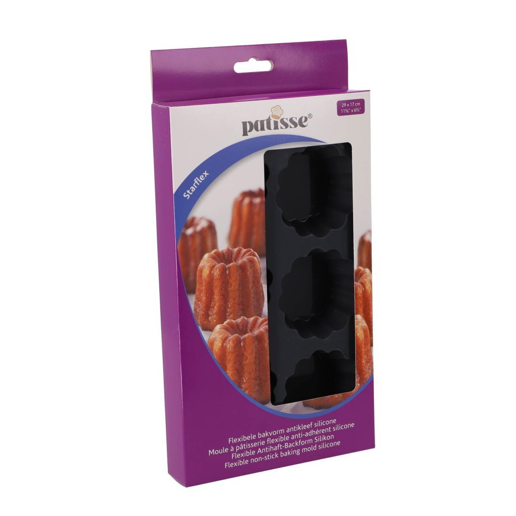 Patisse Mini Taartvorm 6 Vaks 29X17 Cm Zwart/Siliconen