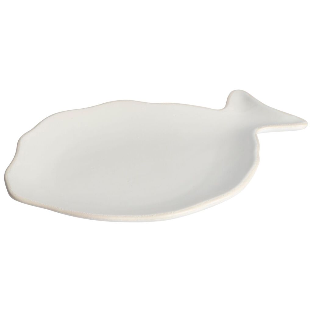 Gusta Aardewerk Bordje Vis 21.5X15.2 Cm Wit