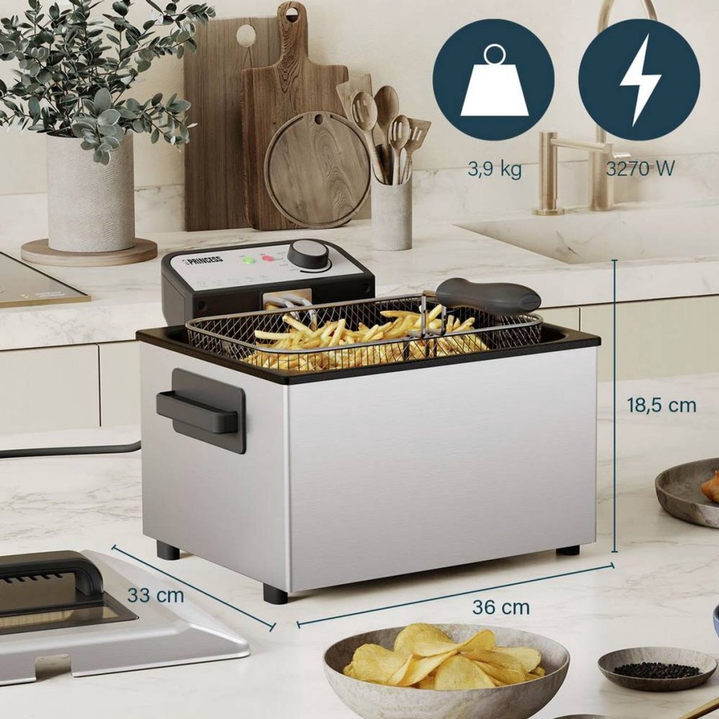 Princess 184090 Friteuse 5L 3270W Rvs/Zwart