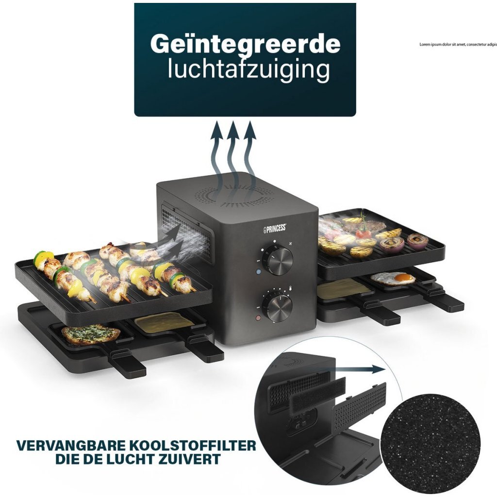 Princess 162660 Raclette Purify 8 Personen Zwart