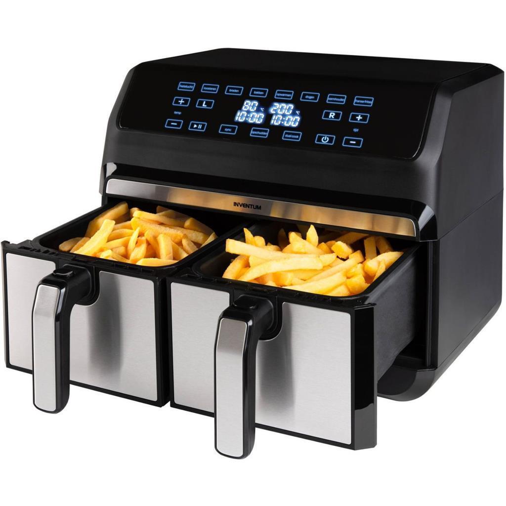 Inventum Hetelucht Friteuse 2X4L 1700W Zwart/Rvs