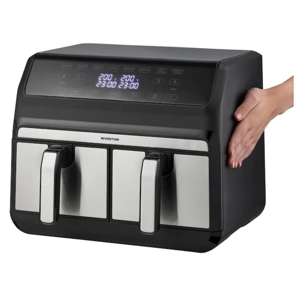 Inventum Hetelucht Friteuse 2X4L 1700W Zwart/Rvs