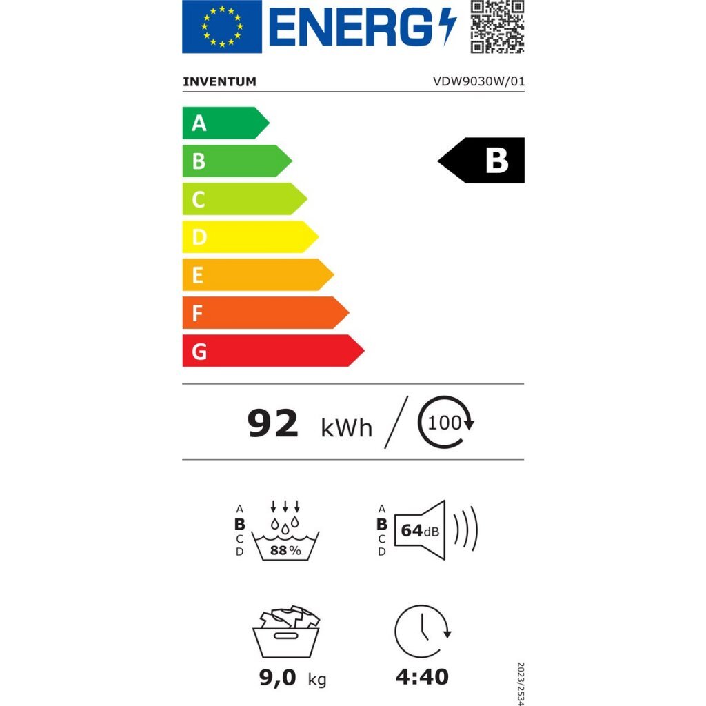 Inventum Vdw9030W Warmtepompdroger 9 Kg Wit/Zwart