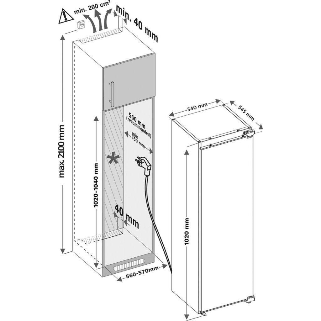 Inventum Ikk1022D Inbouw Koelkast 154L Wit