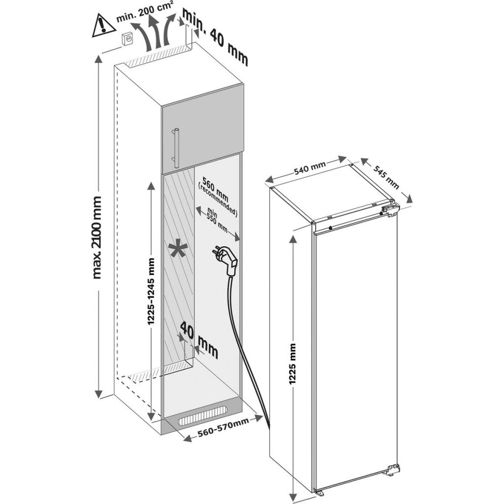 Inventum Ikk1222D Inbouw Koelkast 193L Wit