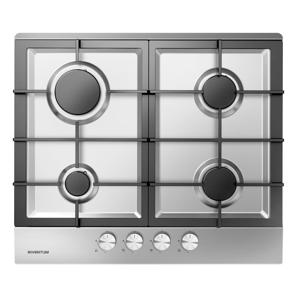Inventum Ikg6023Grvs Inbouw Gaskookplaat Met 4 Branders Zwart/Rvs