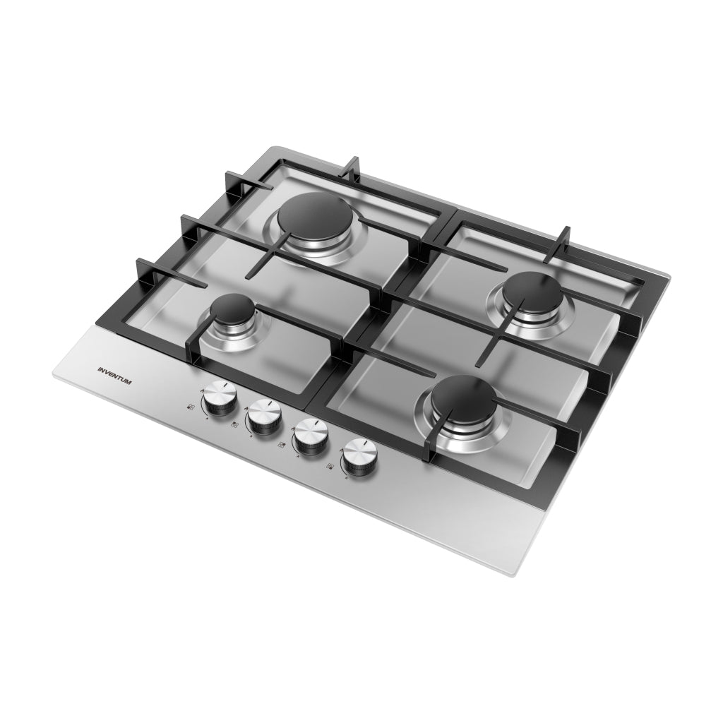 Inventum Ikg6023Grvs Inbouw Gaskookplaat Met 4 Branders Zwart/Rvs