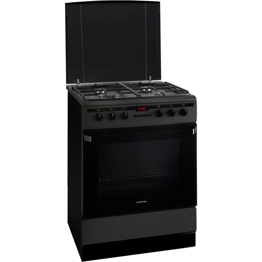 Inventum Vfg6034Wgzwa Vrijstaand Gasfornuis + Elektrische Hetelucht Oven Zwart