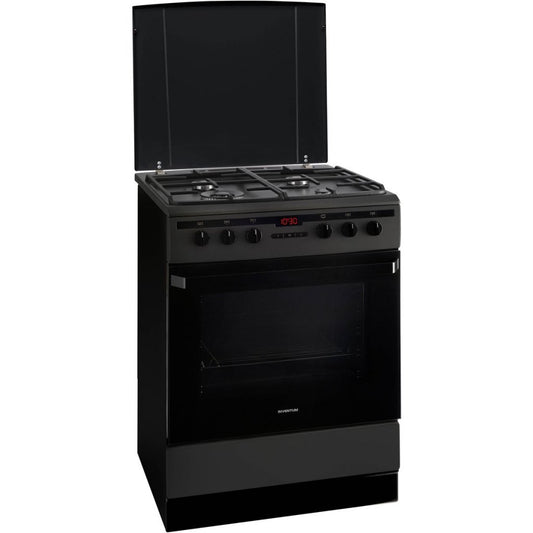 Inventum Vfg6034Wgzwa Vrijstaand Gasfornuis + Elektrische Hetelucht Oven Zwart